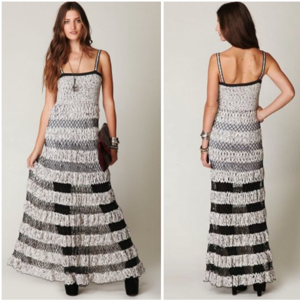 Free People FP Spun St Petersburg Lattice Maxi Dress Size S NWT